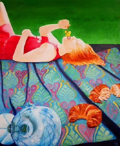 2015  Stern, Fruehstueck im Freien 2015  100x120cm Acryl-Vinyl-Lwd-450x550
